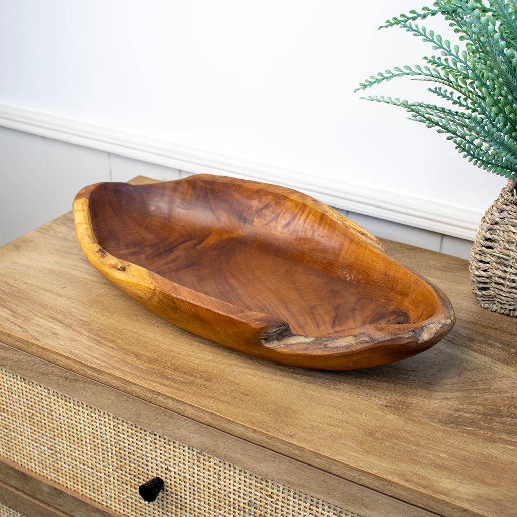 Large Teak Root Long Bowl