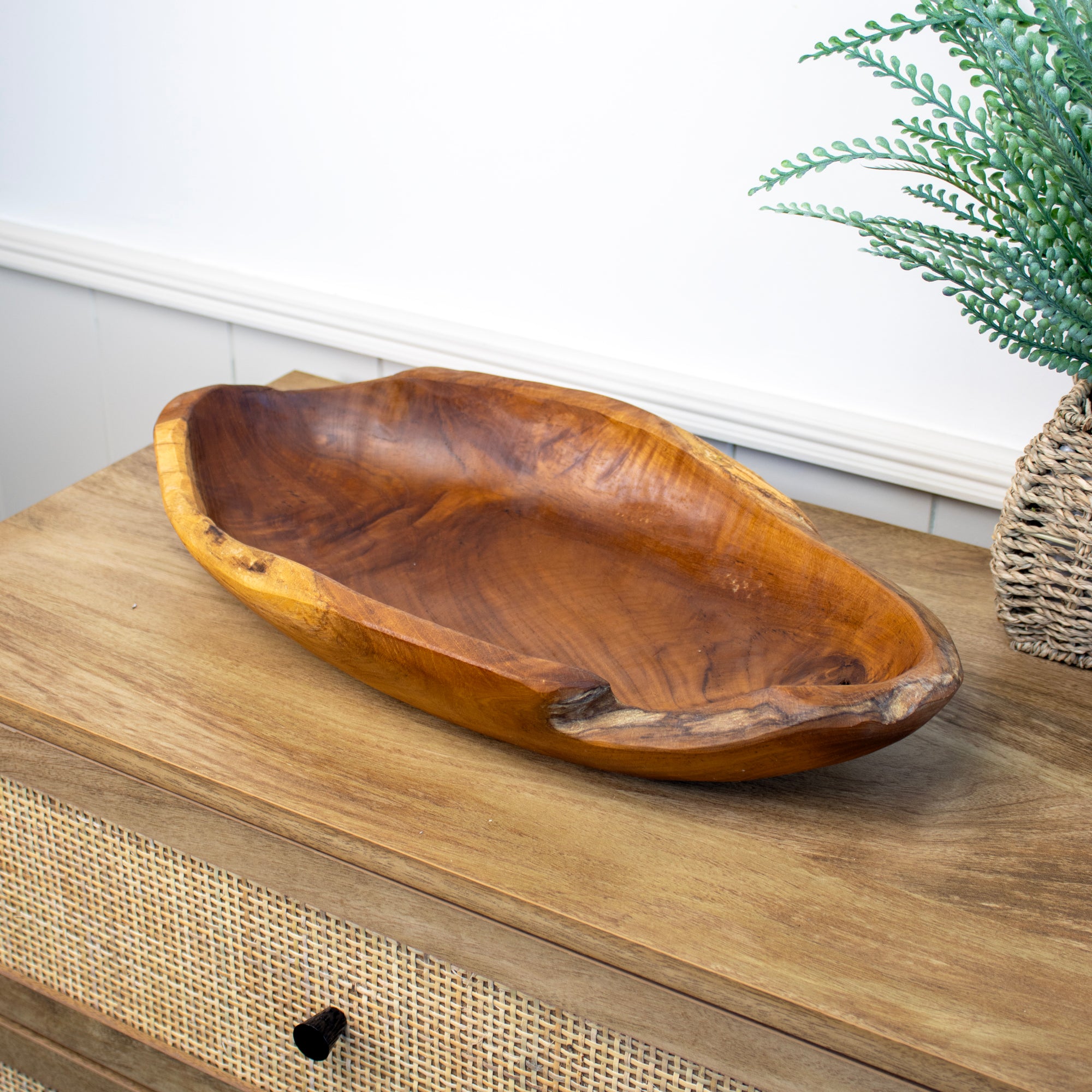 Large Teak Root Long Bowl