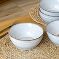 Set Of 4 Embossed Reactive Glaze Cereal Bowls