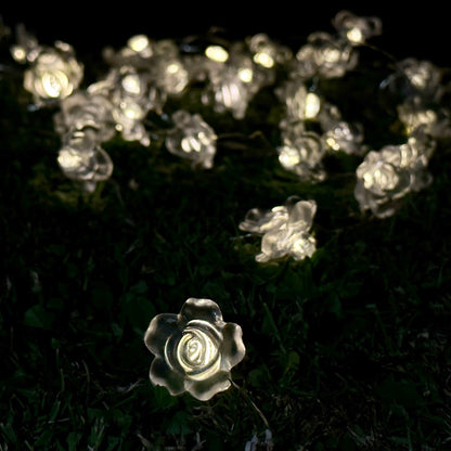 50 Solar Rose Flower Outdoor String Lights