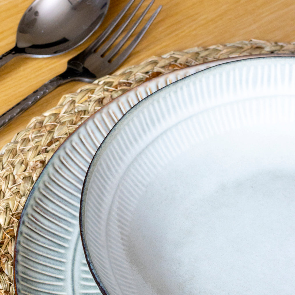 Set Of 4 Embossed Reactive Glaze Pasta Bowls