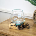 Teak Root With Mini Molten Glass Bowl