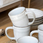 Set Of 4 Embossed Reactive Glaze Mugs