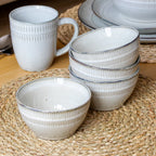Set Of 4 Embossed Reactive Glaze Small Bowls