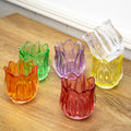 Set Of 6 Multi Glass Tulip Tea Light Holders
