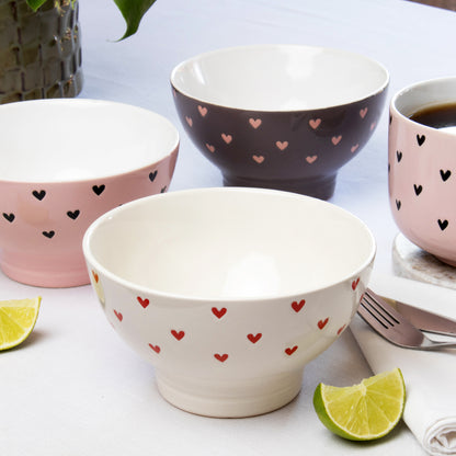 Set Of 3 Coloured Heart Bowls