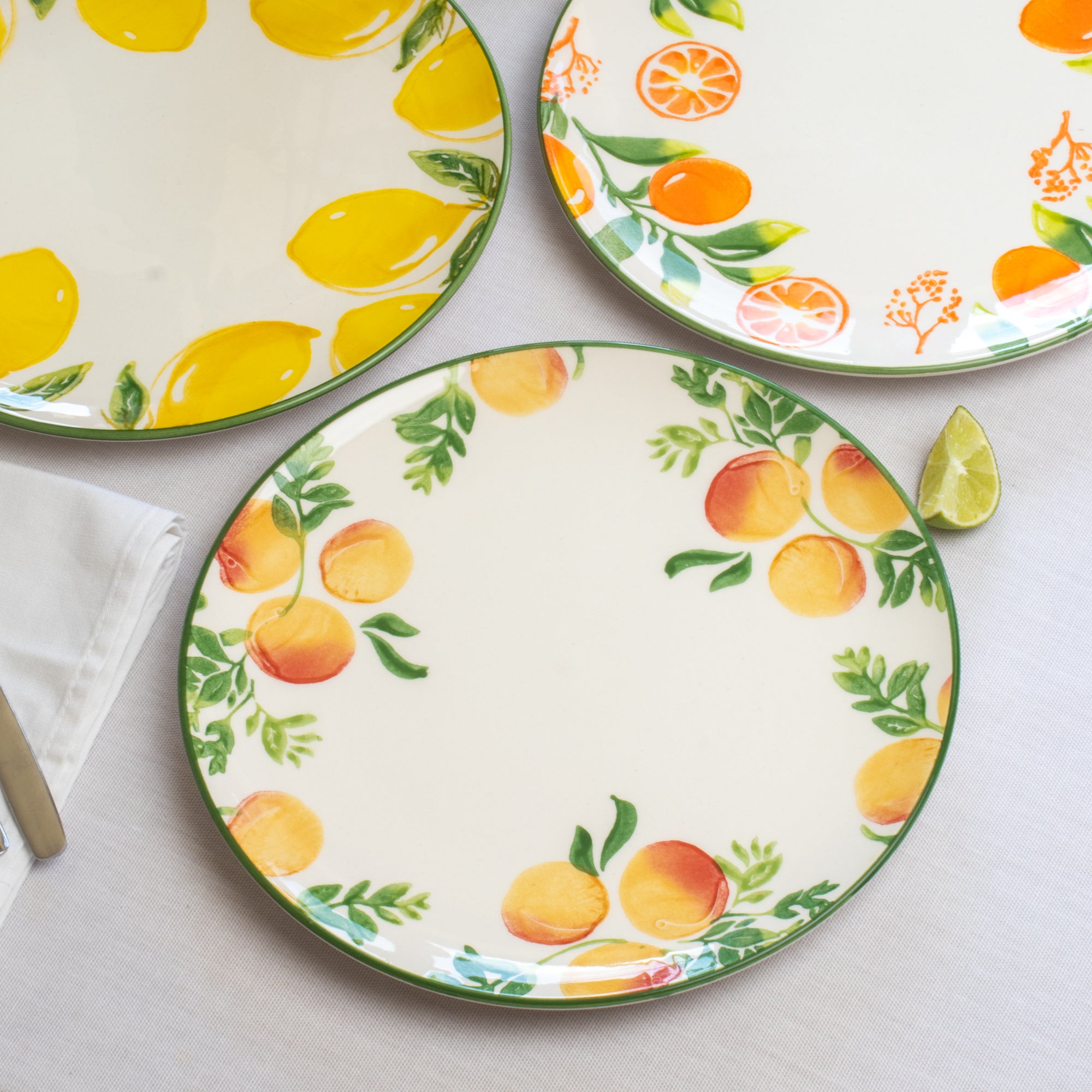 Set Of 6 Summer Fruit Dinner Plates