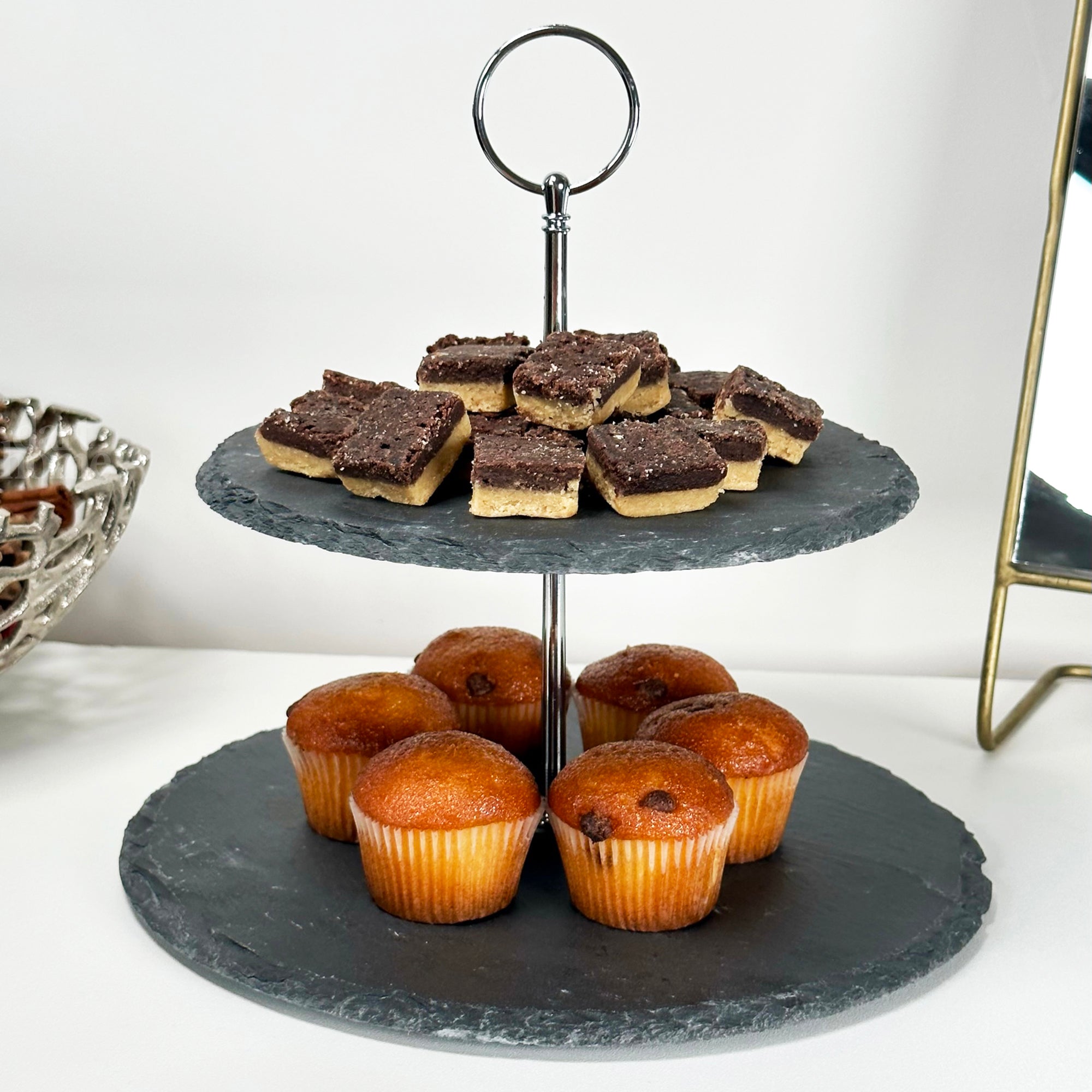2 Tier Slate Cake Stand