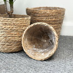 Set Of 3 Woven Cattail Leaf Plant Baskets