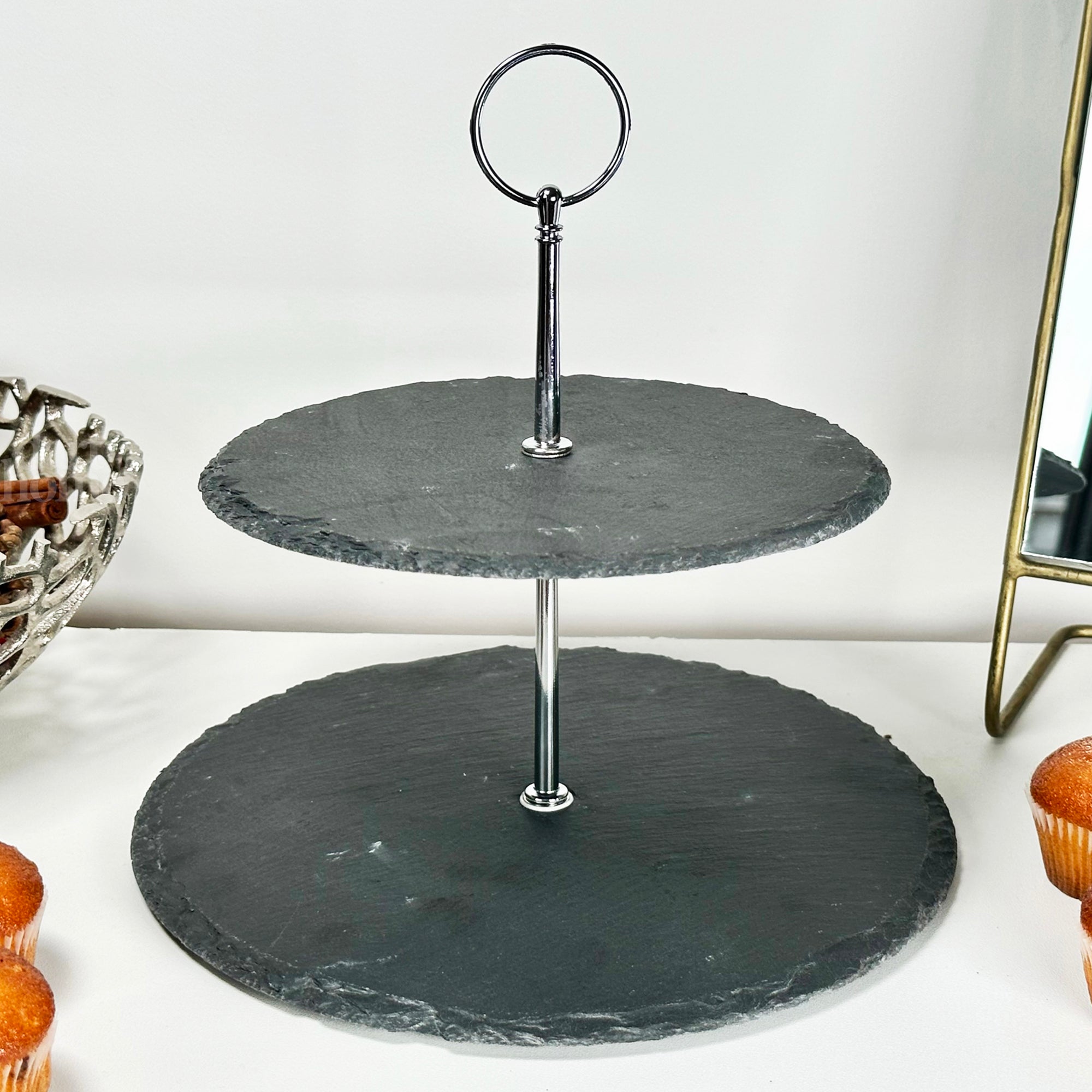 2 Tier Slate Cake Stand