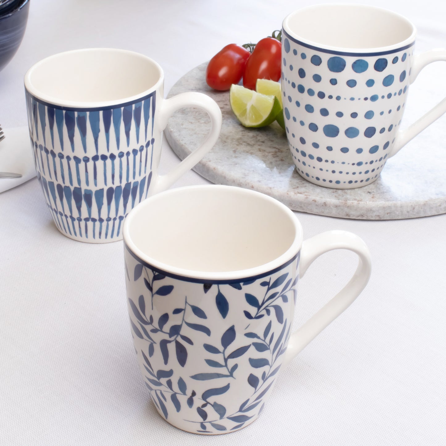 Set Of 6 Mediterranean Patterned Mugs