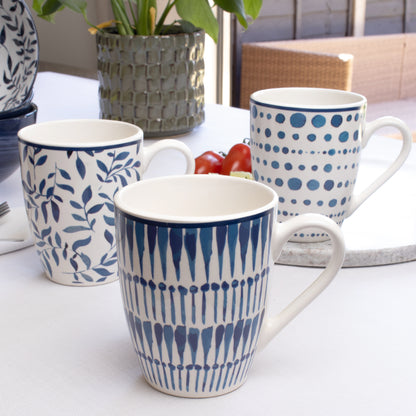 Set Of 6 Mediterranean Patterned Mugs