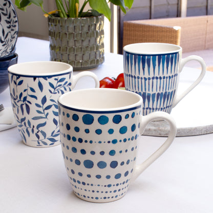 Set Of 6 Mediterranean Patterned Mugs