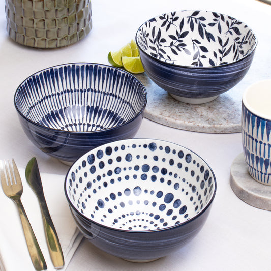 Set Of 6 Mediterranean Patterned Cereal Bowls