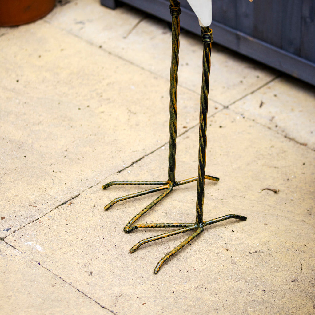 White Metal Crane Garden Ornament