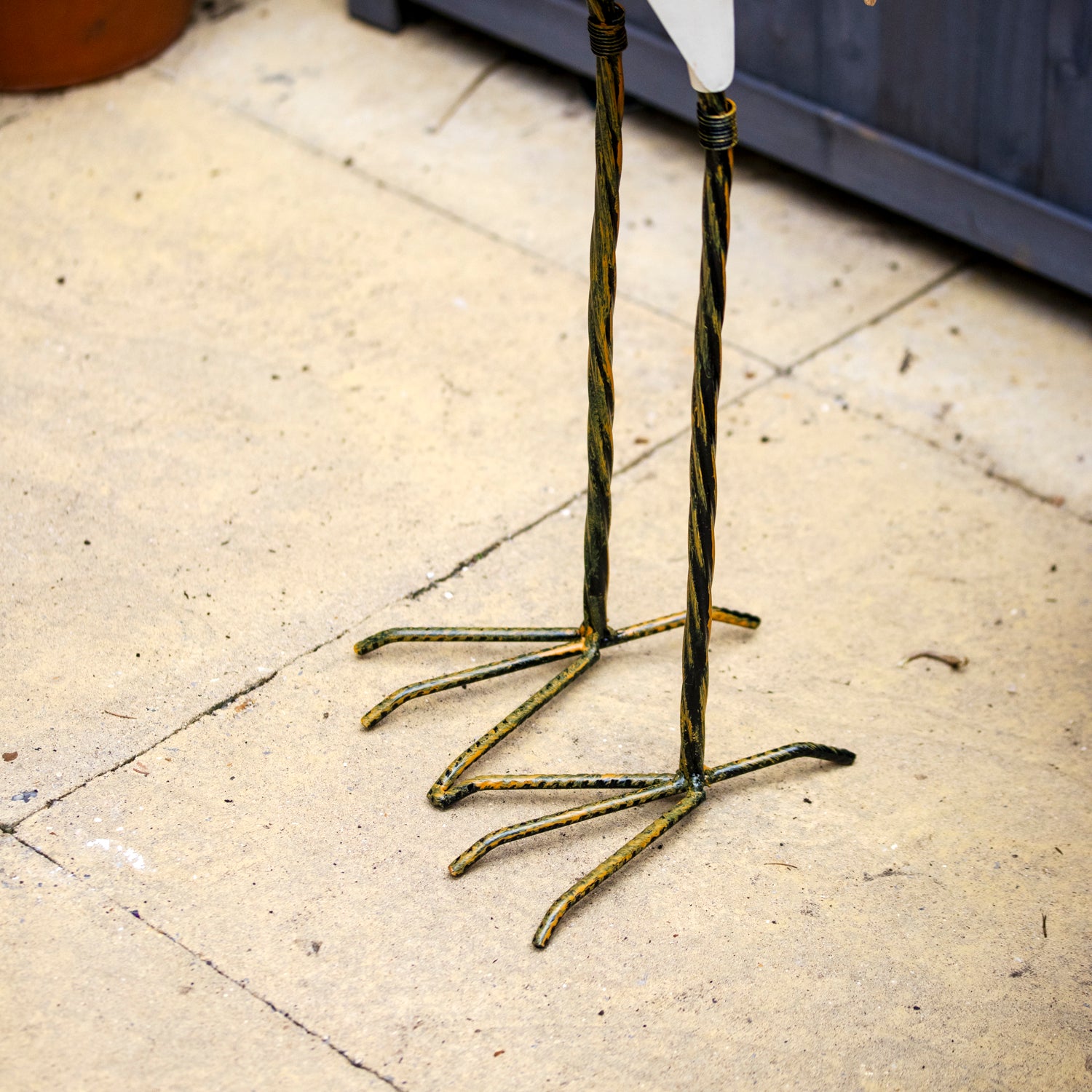 White Metal Crane Garden Ornament