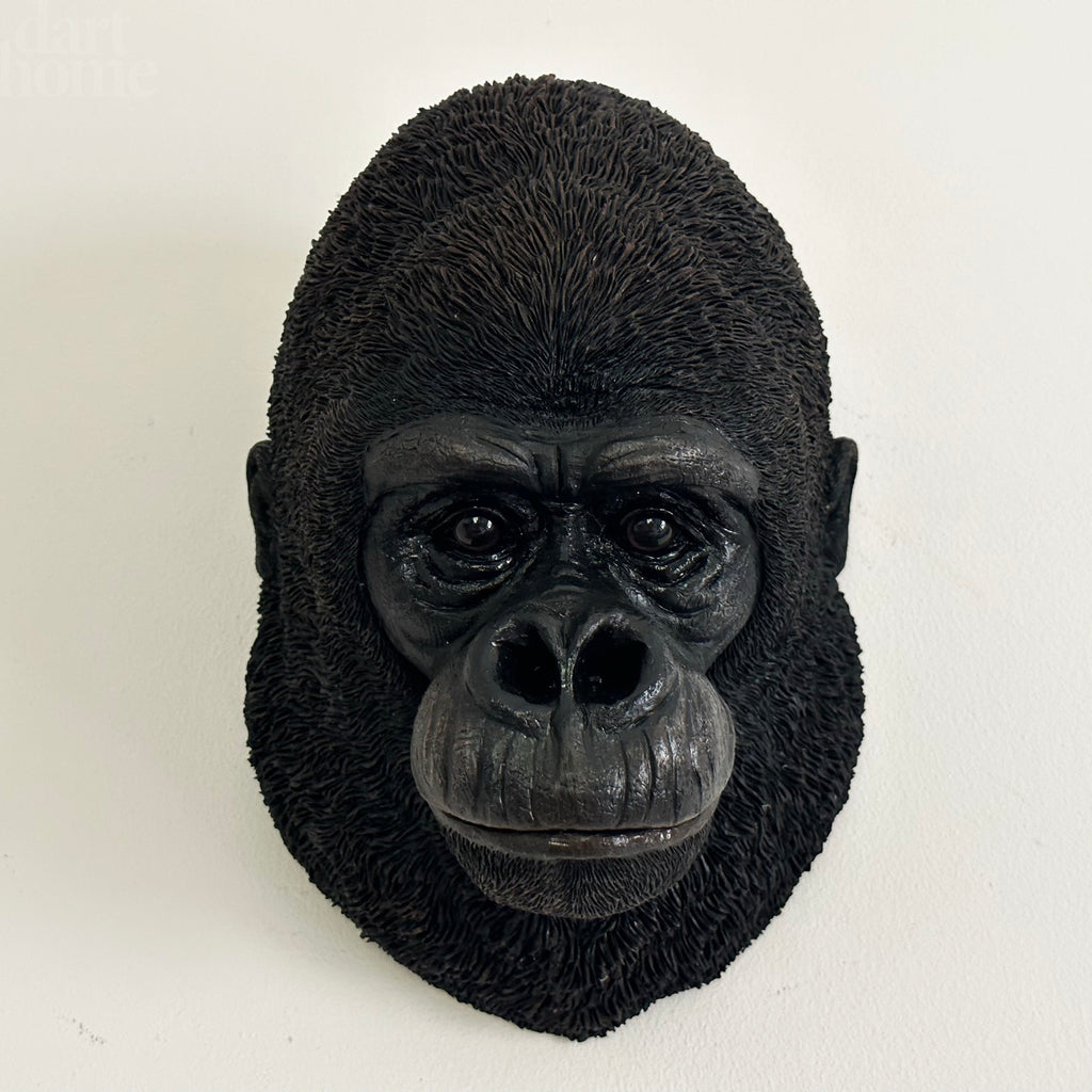 Black Gorilla Head Wall Sculpture