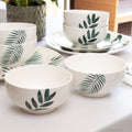 Set Of 4 Emerald Green Leaf Cereal Bowls