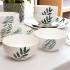 Set Of 4 Emerald Green Leaf Cereal Bowls