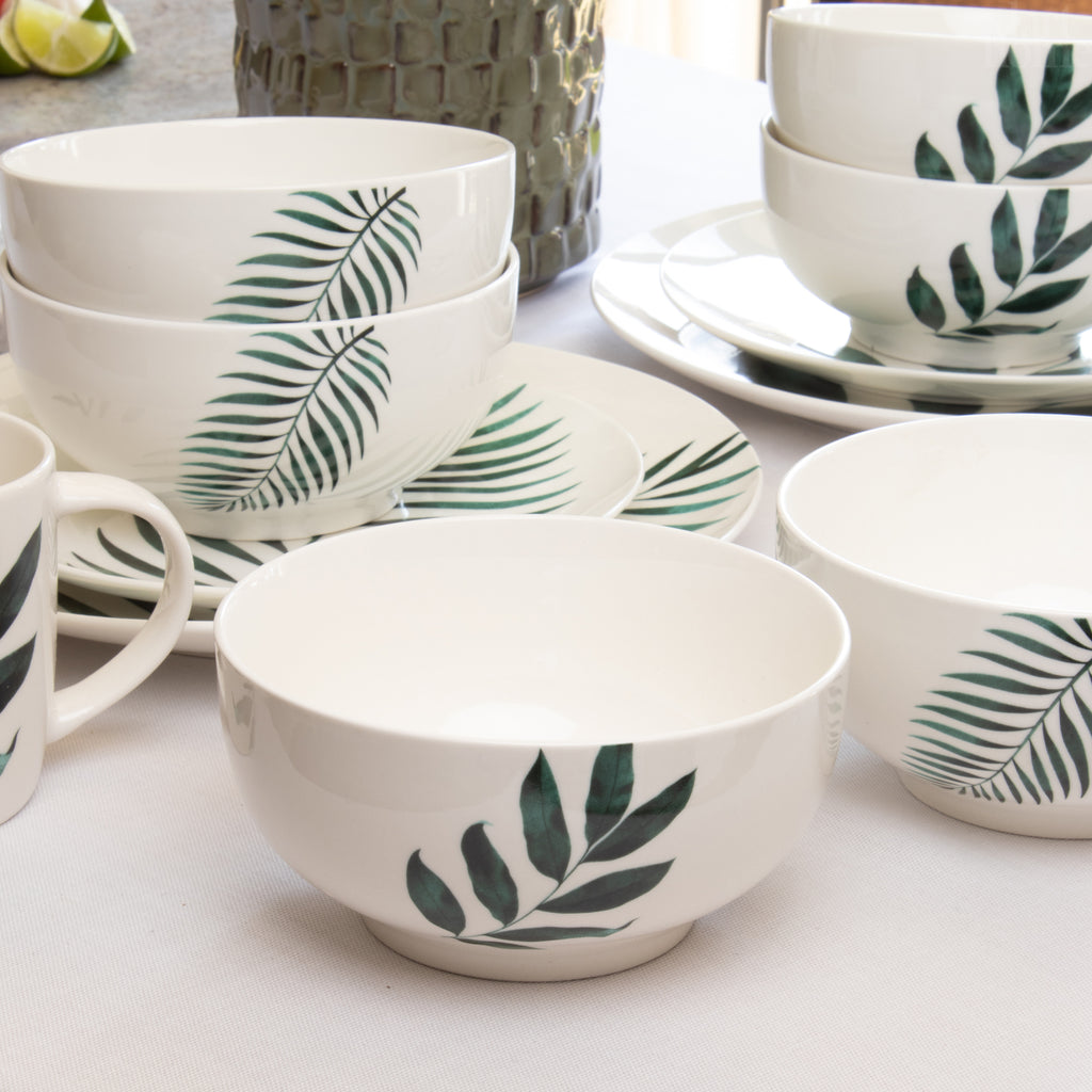 Set Of 4 Emerald Green Leaf Cereal Bowls