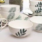 Set Of 4 Emerald Green Leaf Cereal Bowls