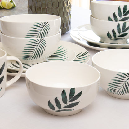 Set Of 6 Emerald Green Leaf Cereal Bowls