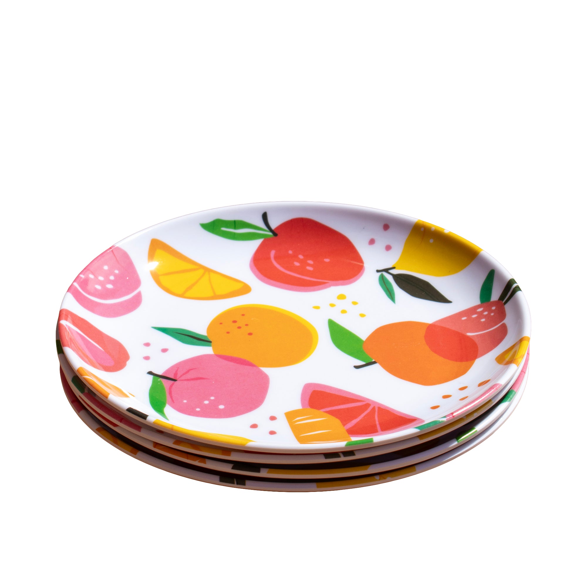 Set Of 4 Summer Fruits Outdoor Plates
