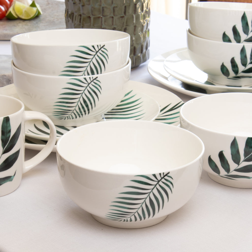 Set Of 4 Emerald Green Leaf Cereal Bowls