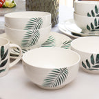 Set Of 4 Emerald Green Leaf Cereal Bowls