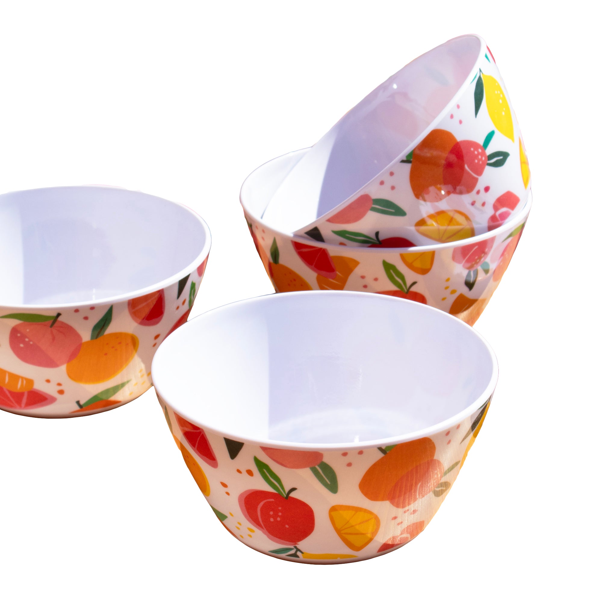 Set Of 4 Summer Fruits Outdoor Bowls