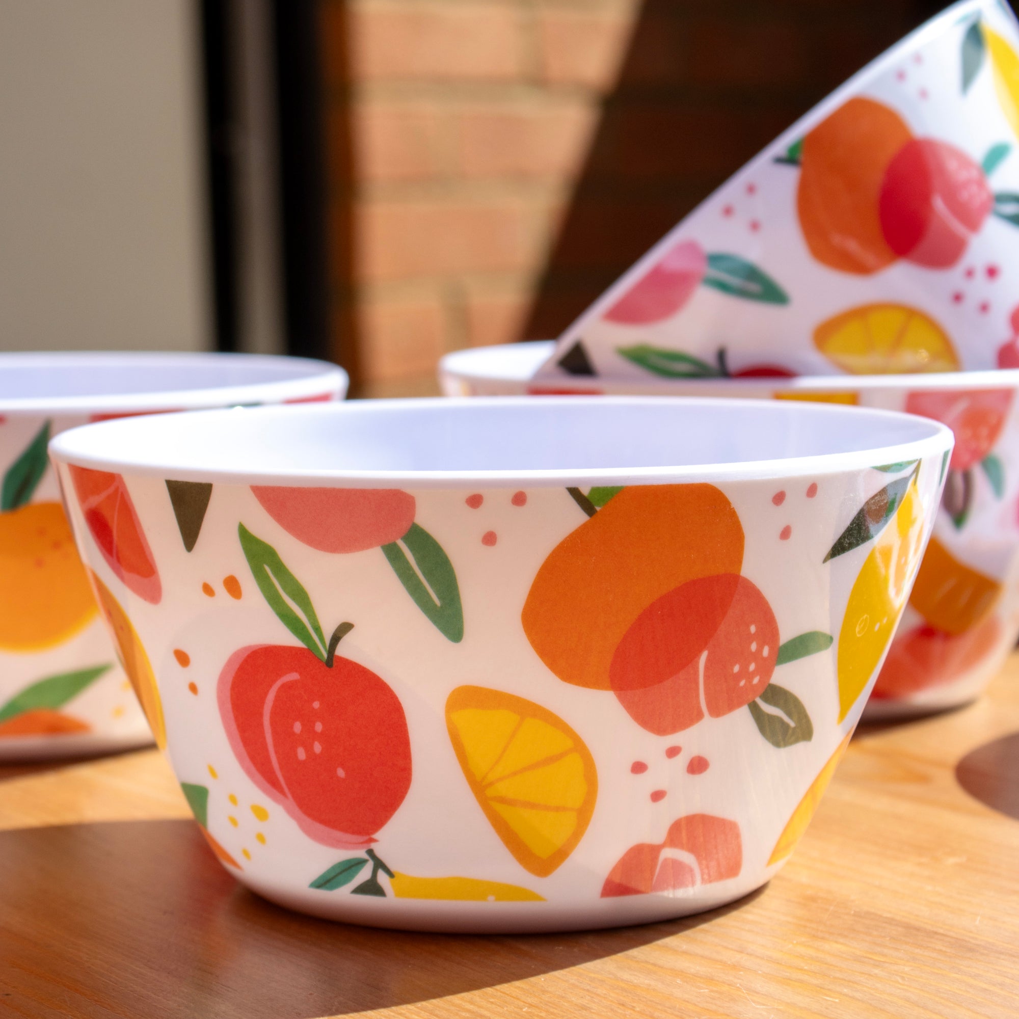 Set Of 4 Summer Fruits Outdoor Bowls