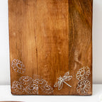 Mango Wood White Floral Serving Board