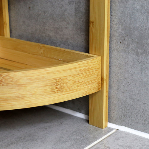 Badezimmer-Eckregal aus Bambus mit 3 Etagen