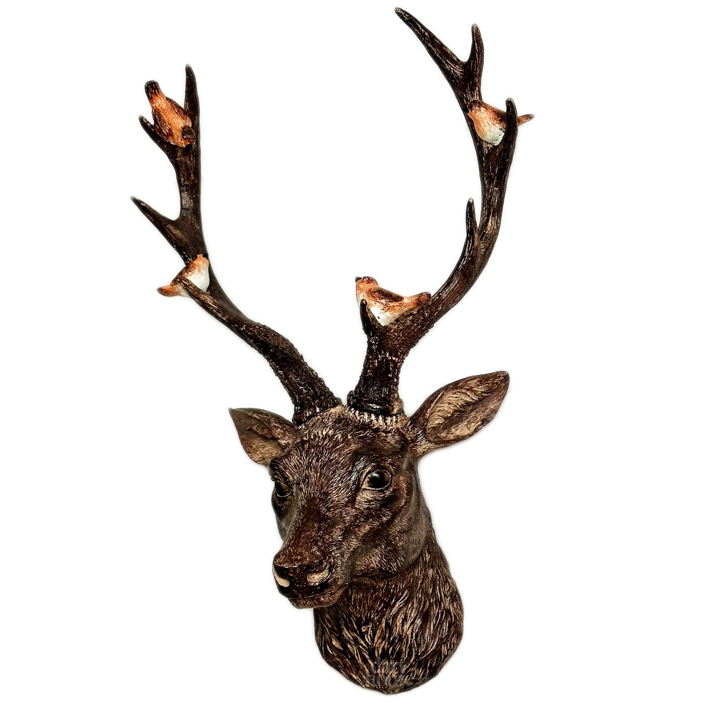 Faux Brown Stags Head Wall Bust