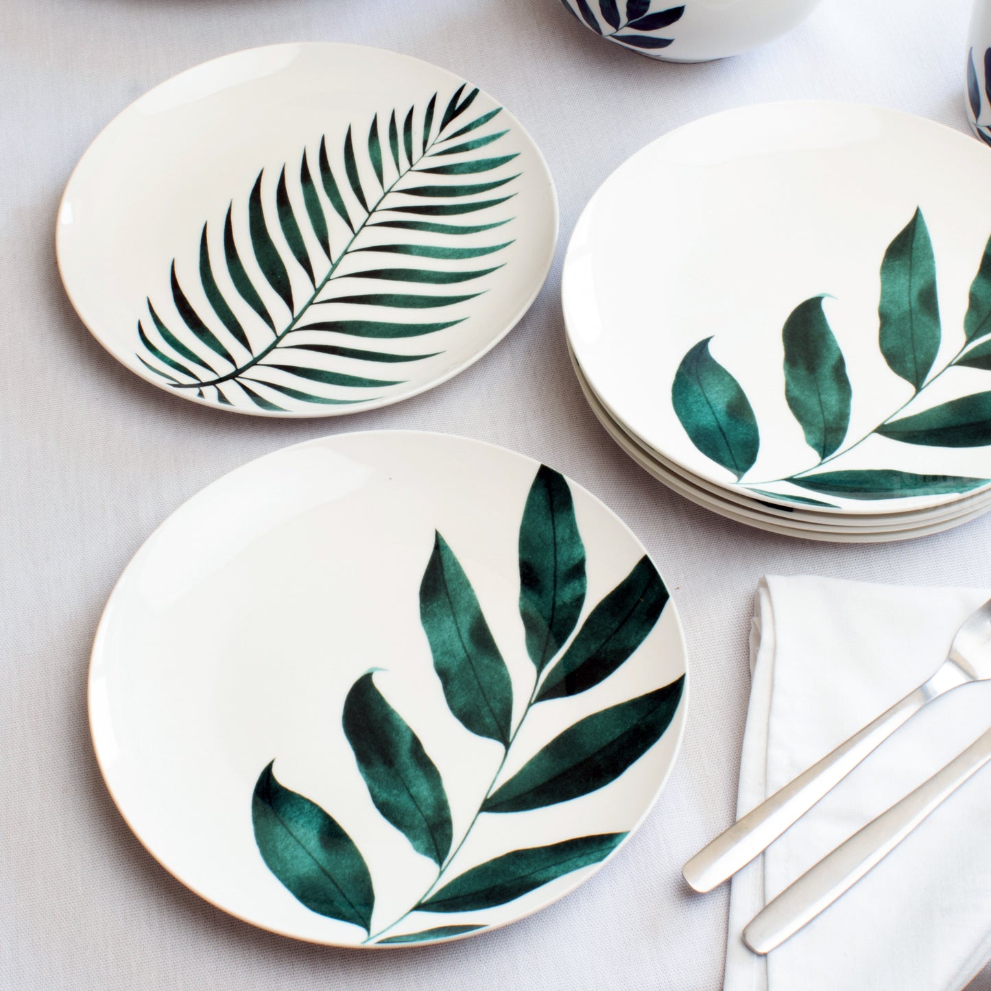 Set Of 6 Emerald Green Leaf Side Plates