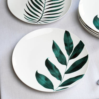 Set Of 6 Emerald Green Leaf Side Plates