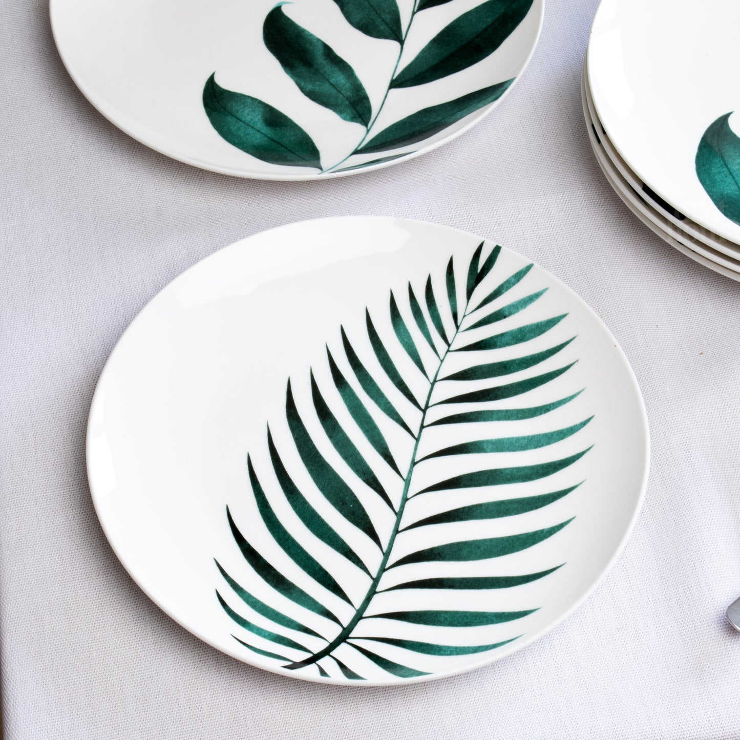 Set Of 6 Emerald Green Leaf Side Plates