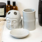 Set Of 3 Grey Buddha Ceramic Bathroom Accessories