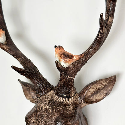 Faux Brown Stags Head Wall Bust