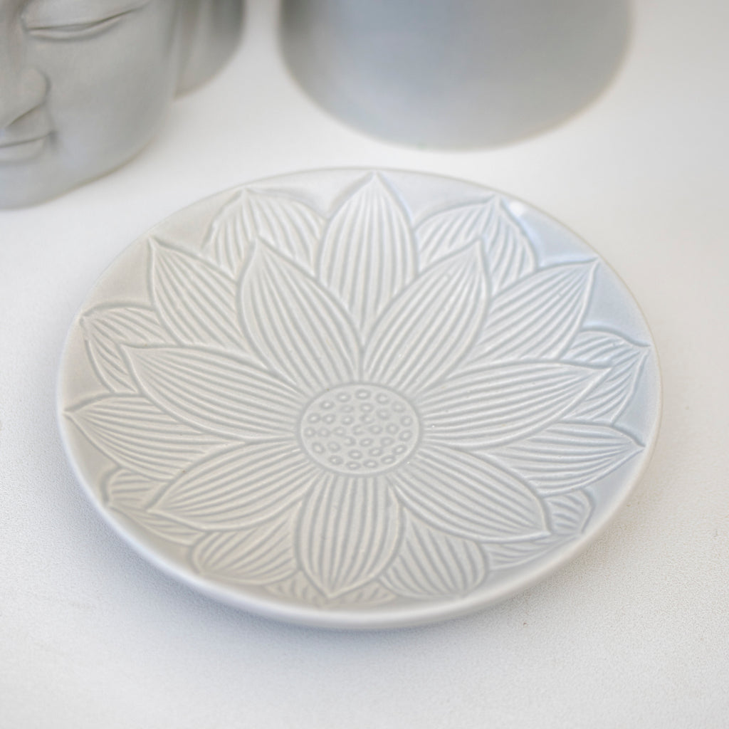 Set Of 3 Grey Buddha Ceramic Bathroom Accessories