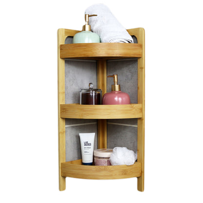 Bamboo 3 Tier Bathroom Corner Rack