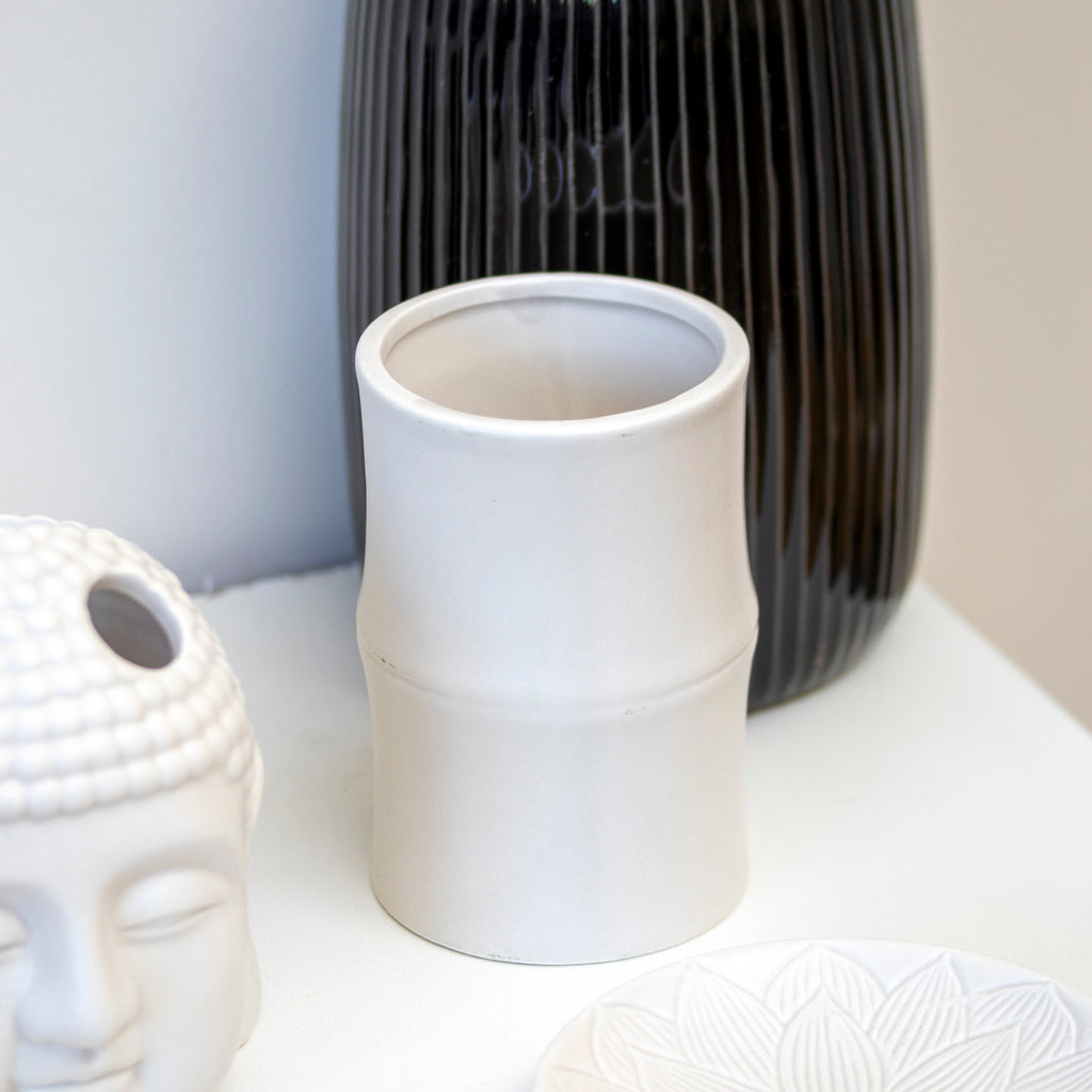 Set Of 3 White Buddha Ceramic Bathroom Accessories