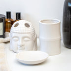 Set Of 3 White Buddha Ceramic Bathroom Accessories