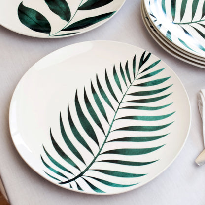 Set Of 6 Emerald Green Leaf Dinner Plates