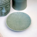 Set Of 3 Green Buddha Ceramic Bathroom Accessories