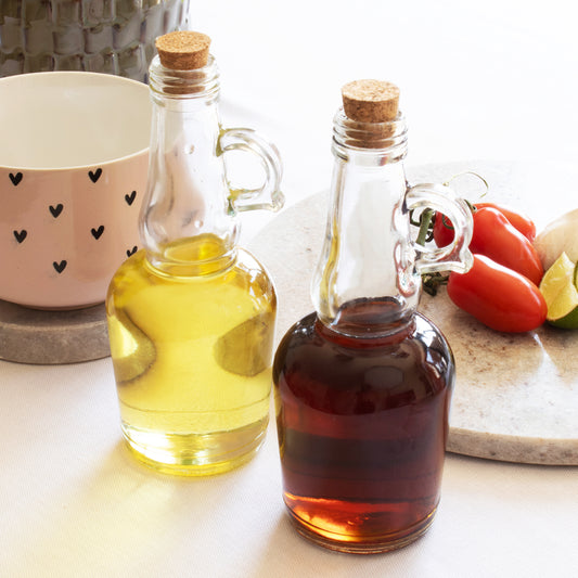 Oil And Vinegar Glass Bottle Set With Cork Stoppers