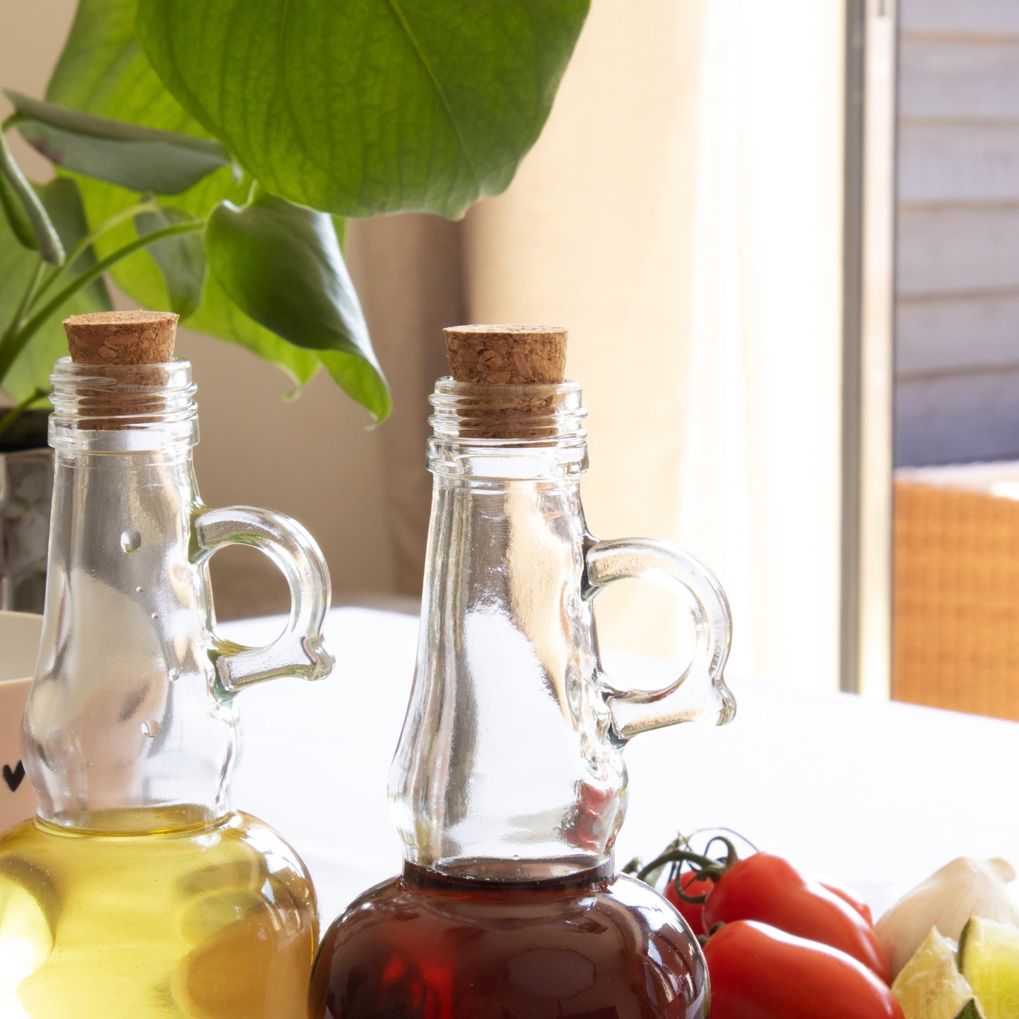 Oil And Vinegar Glass Bottle Set With Cork Stoppers