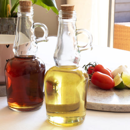 Oil And Vinegar Glass Bottle Set With Cork Stoppers