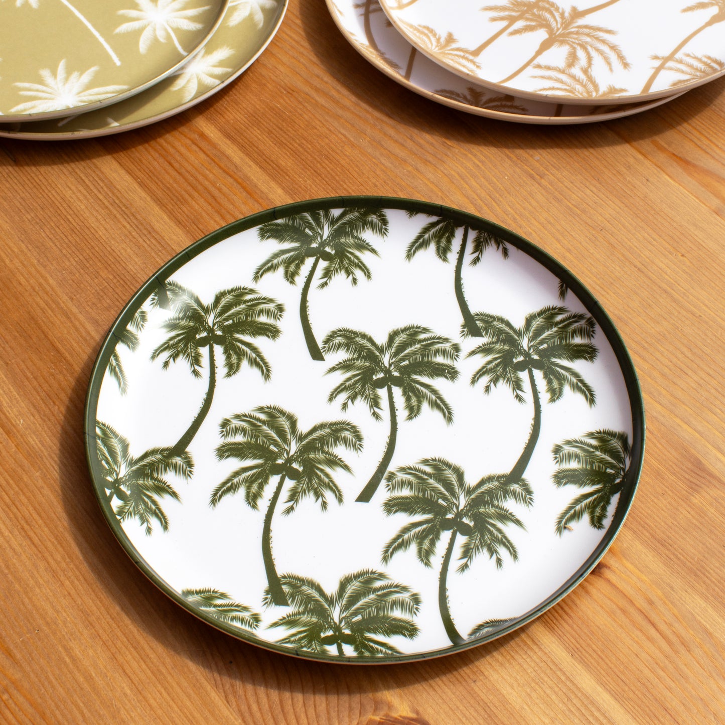 Set Of 6 Palm Tree Outdoor Plates