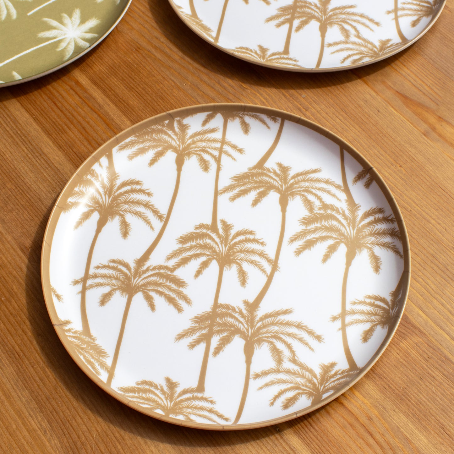 Set Of 6 Palm Tree Outdoor Plates